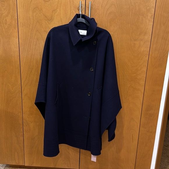Blue Cashmere and merino shawl cape coat swing wrap Nap nwt unique - Picture 1 of 6